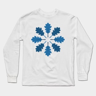 Radial Oak Leaves (Blue) Long Sleeve T-Shirt